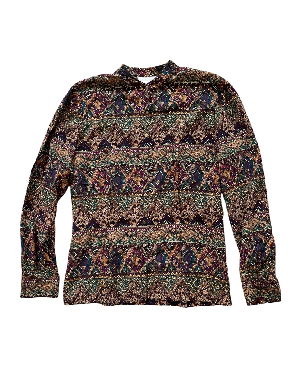 Dana Buchman Silk Multicolor Long-Sleeve Botton up Shirt Size 6 - Picture 3 of 11